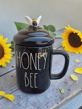 Rae Dunn 'Honey Bee' Ceramic Mug with Bee Lid